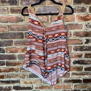 Zoe & Rose Band of Gypsies Aztec Faux Suede Lace-Up Tank Top Women's Size Small